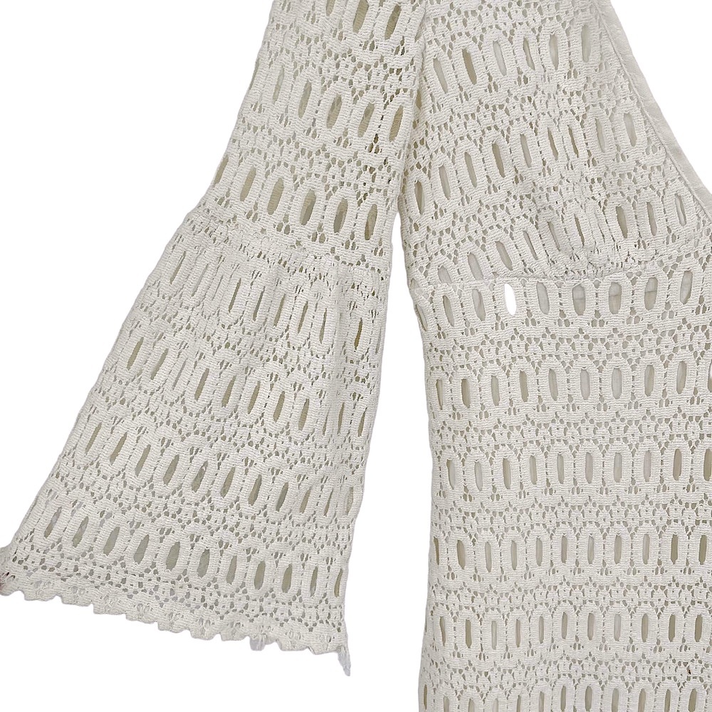 TRINA TURK Off White Cotton Eyelet Crochet Sheath Dress - Size 8 - Picture 4 of 14